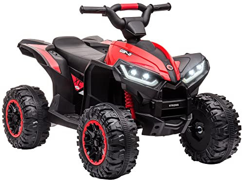HOMCOM 12V Electric Quad Bike for Kids Ride On Car ATV Toy, with Forward Reverse Functions, LED Lights, Music, for Ages 3-5 Years - Red