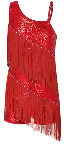 CHICTRY Latein Tanzkleid Turnier Mädchen Kinder Jazz Modern Dance Kleid Ärmellos Fransenkleid Trikot Kleid Wettbewerb Performance Bekleidung