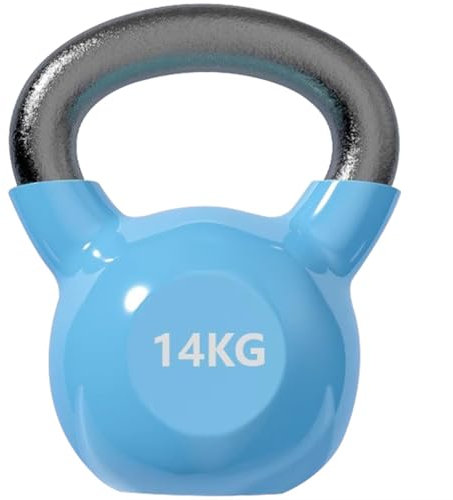 Kettlebell-Gewichte Fitnesstraining Für Anfänger Kugelhantel, Heimhantel Aus Massivem Gusseisen, Bauch-/Armmuskulatur, Sportgeräte(Blue-14kg)