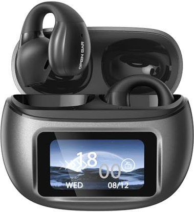 Relxhome Écouteurs Intra-Auriculaires Ouverts Bluetooth 5.4, HiFi stéréo ecouteurs Bluetooth sans Fil avec 4 micros, Affichage LED Multifonction, étanchéité IPX5, Casque Bluetooth sans Fil pour