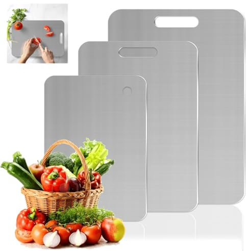 Tapis Design Titanium Cutting Board, Durability Titanium Chopping Board for Kitchens, Stainless Steel Chopping Board Food Grade, Easy Clean and Dishwasher Safe, 34x23 cm