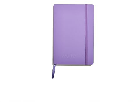 Muitomas, Block Notes A5, Notebook Appunti per Ufficio, con Copertina Morbida, Tasca Interna e Chiusura ad Elastico, 120 Fogli a Righe, 13 x 21 cm, Colore Lilla