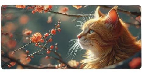 Large Mouse Mat XXL Cat Mouse Pad, Mouse Mats for Desk Protector Mat with Anti-Slip Base, Waterproof&Durable Mousemat for Gaming, Office, Home, Stitched Edges Keyboard Mat 1200x600x3mm Yellow t-3582