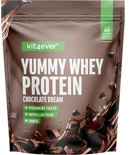 Yummy Whey Protéine Poudre - Rêve au Chocolat - Jusqu'à 22,5g de protéines par portion - Shake de protéines avec lactase & petit-lait allemand (908g)
