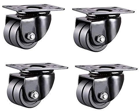 Schwerlast-Räder, 4 Zwillingsräder 1,5 Zoll/2 Zoll 450 kg Industrietransport Universal-Drehgelenk Verschleißfest Niedriger Schwerpunkt Doppellager(2 inch)