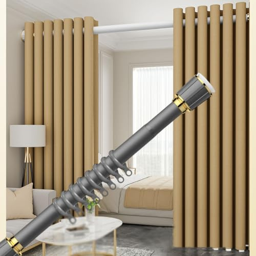 Asta per tende da esterno regolabile grigia allungabile 3,6 4,5 m asta telescopica a tensione per porte e finestre, senza bisogno di foratura