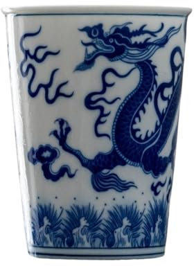 BooeDareno Taza de café de porcelana de 260 ml con diseño de dragón y fénix azul y blanco de estilo retro chino (A)