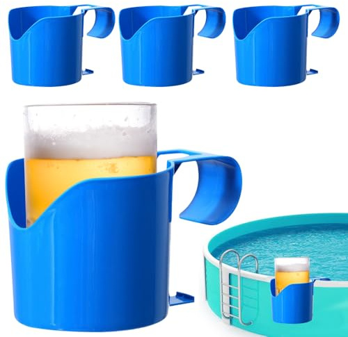 4Pack Portavasos para Piscina, Portavasos para Borde De Piscina, Portavasos De PláStico para Hidromasaje, Enfriador Caja Cerveza para Piscina, Accesorio para Piscina para Bebidas, TeléFono MóVil