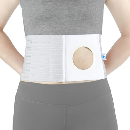 NIdreamCE Cintura per stomia da uomo e donna，Cintura per ernia ostomica supporto medico per stomia, ileostomia, cintura di supporto in vita，con apertura da 8 cm (L)