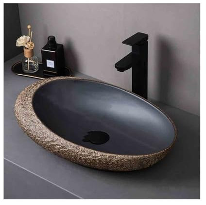 YHxFlux Lavandino Bagno Lavabo da appoggio a Spirale di Grandi Dimensioni, lavabo Singolo in Ceramica for Bagno, for Interni ed Esterni, con Accessori Lavabo da Appoggio
