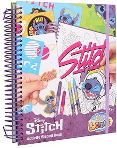 Canenco Disney Stitch - Stencil Book - Colouring and Activity Book for Children - Color & Create Colouring Book with Pens, Stickers & Templates (ST24356V)