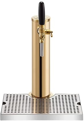 KGLHJDY Torre de Cerveza de un Solo Grifo con Cuerpo de Acero Inoxidable, Sistema de Torre de Cerveza de Barril para elaboración casera, Ideal para Hombres (Dorado)