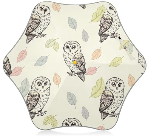 Long Kids Umbrella for Girls Essentials Sun Umbrella Uv Protection Kid Boy Umbrellas for Rain Cute Owls Leaves Cream