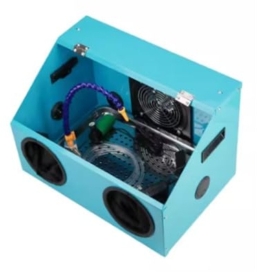 Caja De Polvo Para Pulidora De Mesa De Esmerilado Eléctrica Totalmente Cerrada, Tapa Con Luz LED Y Ventilador, Y Sistema De Circulación De Agua Integrado(Blue,2-hole)