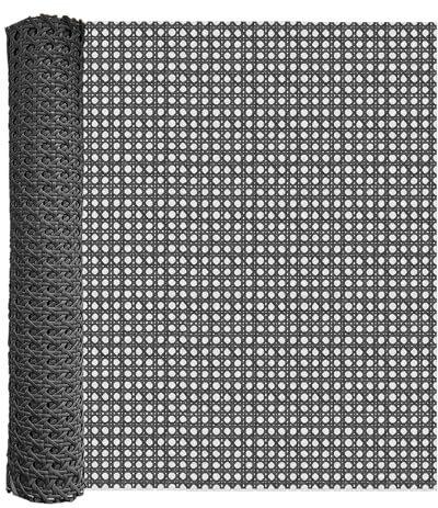 ALLINKIT Wiener Geflecht Meterware 50x200cm Schwarz - Wasserfest & Schimmelresistent Kunststoff Rattan Geflecht für Outdoor Möbel & Rattanstühle