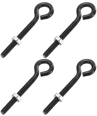 QUARKZMAN 4 Piezas De Perno De Ojo M5 X 50mm Acero Inoxidable 304 Pernos De Ojo Rosca Negros Con Tuerca Para Colgar O Fijar Cables