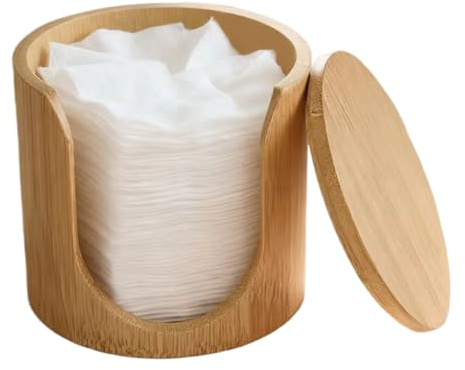 Conteneur - Support pour tampons en coton | Support pour cotons-tiges avec couvercle en bambou pour femmes, femmes, mères, amateurs de beauté, maison, salle de bain, chambre