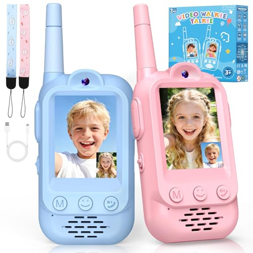 Video Walkie Talkie Kinder, Geschenk Junge Mädchen 3-12 Jahre Spielzeug | Walki Talki Aufladbar Outdoor Spielzeug ab 3 4 5 6 7 8 Jahre Mädchen Kinderspielzeug Jungen Geburtstagsgeschenk für Kind