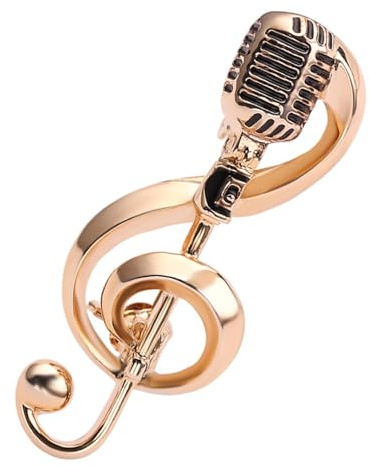 SOLUSTRE Musiknotenbrosche Mikrofon Anstecknadel für Herrenanzüge Legierung Schmuck mit Notenschlüssel für Konzert und Party Accessoire