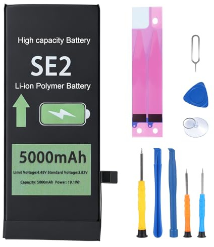 Akku für iPhone SE 2020 / SE 2, 5000mAh Hohe Kapazität Li-Ion Polymer Ersatzakku mit Reparatur-Werkzeugset & Anleitung