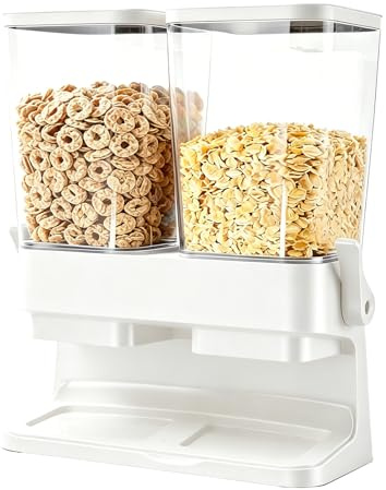Distributeur Céréales Double 3L, pour Muesli & Cornflakes, Blanc