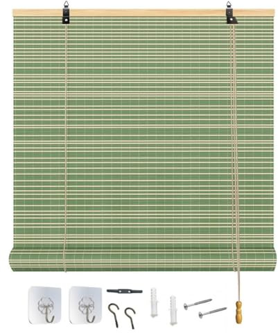Tenda a Rullo In Bambù Naturale per Esterni 50 70 90 110 130 150cm Tapparella Avvolgibile Con Misure Personalizzabili, Protezione Solare Privacy per Giardino, Gazebo, Balcone(W70xH90cm)