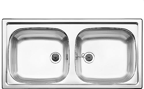 BLANCO TOP EZ 8 x 4 | Edelstahl Spüle | Einbauart: Einbau von Oben | [86x43,5x15,9 cm] | 1 ½'' Edelstahl-Auslauf. | Küchenspüle 86x43,5 | für 90 cm breite Unterschränke | reversibel
