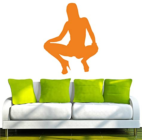 INDIGOS UG Vinilo Decorativo para Pared 80x61 cm Naranja w491 Atractiva Muchacha de la Mujer, 80x8x61 cm