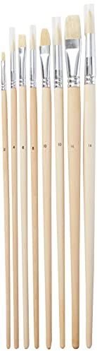 Pebeo, Set di pennelli,8pz, Punta Tonda (Numeri 4,6,10,14) e Piatta(2,6,10,14)