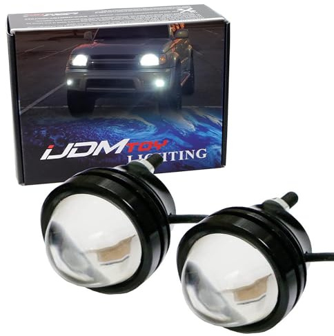 iJDMTOY (2) Xenon White 5W CREE High Power Bull Eye LED Projector Lamps, Compatible With Parking Lights, Fog Driving DRL Lights or Backup Reverse