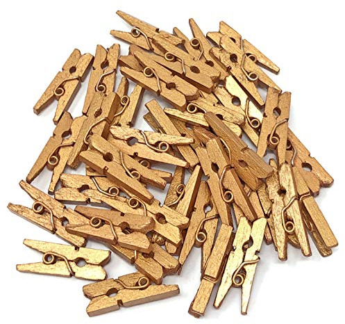 Mini épingles à linge en bois Bronze pour décoration de mariage ou scrapbooking 25 mm