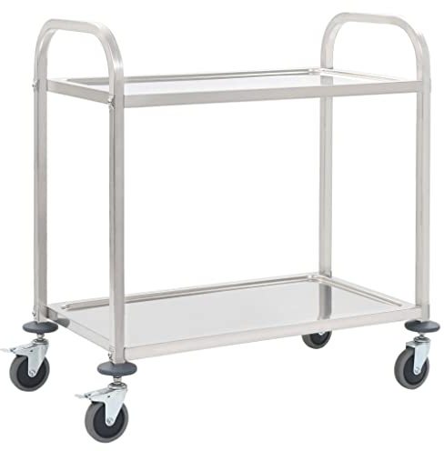 vidaXL 2-Stufiger Servierwagen 95 x 45 x 83,5 cm Edelstahl
