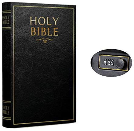 Fake Book Box - Small Safe Box with Combination Lock - Hidden Safe in Plain Sight - Diversion Safes - Secret Safes (Bible) (X-Large)