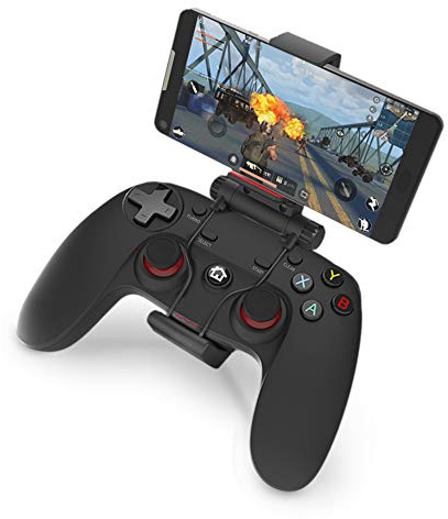 GAMIUM Gaming-Controller, kabellos/kabelgebunden, dreifache Verbindung: kabelgebunden, Bluetooth, Empfänger 2,4 GHz – PC, PS3, Android-TV-Box, VR-Kopfhörer, Smartphone und Tablet – Clip für Smartphone