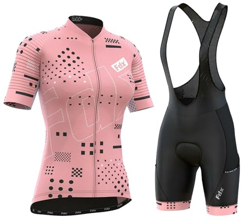 FDX Women's Cycling Suit Short Sleeve Summer Jersey & Bib Shorts Kit | Stay dry with quick-dry fabric that wicks away sweat for lasting comfort during long cycling sessions
