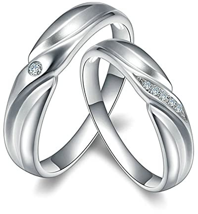 KnSam Damen Ring, Bandring Weissgold Trauringe Eheringe Klassische Einfachheit Eleganz 18 K 750 Weißgold Hochzeitringe Für Damen Mit Diamant Silber