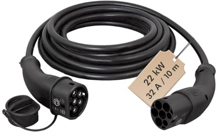 Logilink Harting EVC0103 - E-Auto-Ladekabel Typ 2, 3-phasig, 32 A, 22 kW, 10 m/ZERTIFIZIERTES Kabel