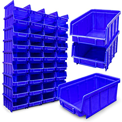 80x Stapelboxen Blau Größe 2 Werkstatt Garage Sichtlagerboxen (LxBxH) 175x103x76mm Lagerboxen blaue Sichtlagerkästen Kleinteile Aufbewahrung Stapelbox PP