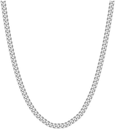 Mens Silver Cuban Link Chain Necklaces Jewelry Stainless Steel 20inch