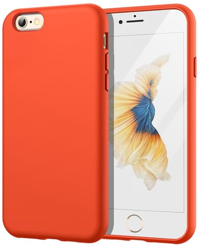 JETech Silikon Hülle für iPhone 6s Plus/6 Plus 5,5 Zoll Ganzkörper Handyhülle mit Seidig Weichem Touch, Stoßfeste Abdeckung mit Mikrofaserfutter (Orangerot)