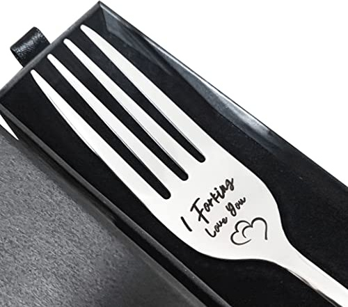 I Forking Love You 19 cm lasergravierte Gabeln in Geschenkbox, Edelstahlgabel, I Love You Geschenke für Sie oder Ihn, Vatertag, Muttertag, Valentinstag