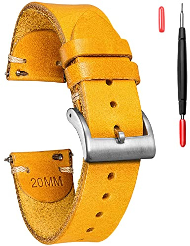 torbollo Leder Uhrenarmbänder für Männer, Italienische Buttero Leder Uhrenarmband Schnellspanner Vintage Ersatz Wrap von 18mm 20mm 22mm