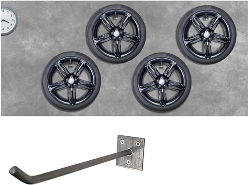 NAMOR Reifenhalter aus Edelstahl Felgenhalter Reifen Wandhalterung | Halter für Autoreifen Wandhaken | Set inkl. Schrauben & Dübel | Rostfrei (4 Reifenhalter)