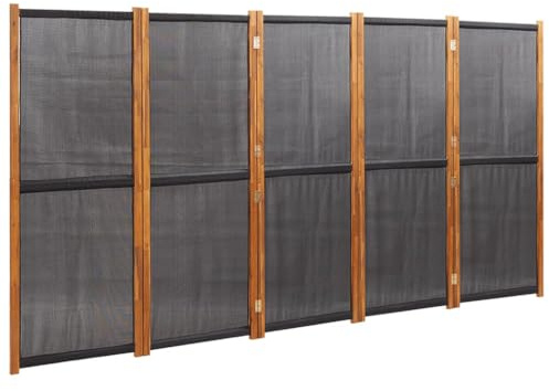 vidaXL Raumteiler 5-TLG. Trennwand Stellwand Paravent Spanische Wand Sichtschutz Umkleide Faltwand Raumtrenner Holz Schwarz 350x180 cm