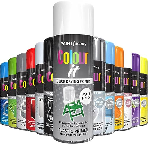 AlezyB - Plastic Primer 400ml All Purpose Spray Paint | Use on Metal, Wood, Plastic and Multipurpose Aerosol Professional Quality Perfect Finish, for Interior Exterior and Excellent Coverage