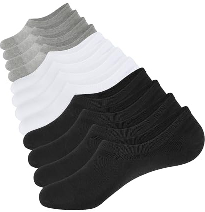 Closemate No Show Sneakers Strumpor Kvinnor Män Andas Osynliga Casual Trainer Korta Strumpor 6 Par Bomull Löpning Anti-halk Silikonränder Sportstrumpo(3Svart3Vit, Storlek L)