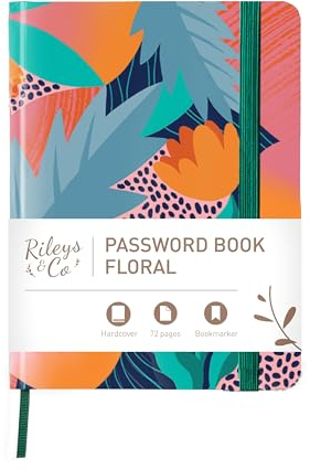 Rileys & Co. Password Book with Alphabetical Tabs, Password Keeper, Password Books for Seniors, Password Notebook for Internet Login, Website, Username (Floral, 15.2 x 11.4 cm)