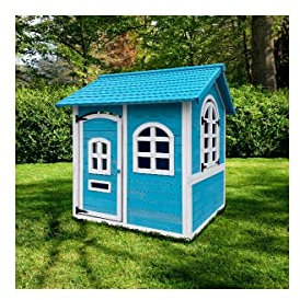 ATAA Casita de Madera Sostenible para niños Ocean - Azul Claro-Casa de Juego para jardín Infantil con Puerta y Ventanas y Pizarra para Dibujar