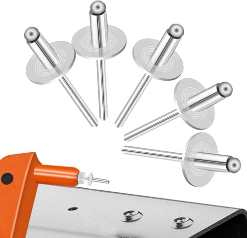 Sunxeke 80pcs Aluminum Large Flange Blind Rivets,3/16 x 3/4, Flange Diameter 5/8 (16 mm), Pop Rivets Assortment Kit Blind Rivet by Bolt Dropper, Grip Range(13-16mm)