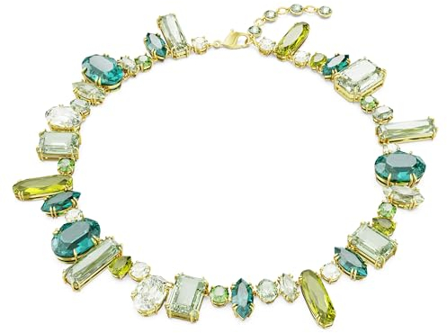 Swarovski Collana Gema, Taglio misto, Verde, Placcato color oro